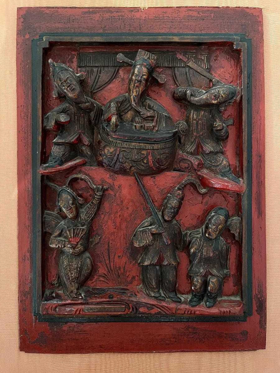 Chinese Decorative Panel — Opium Bed Element, 19th Century-photo-4