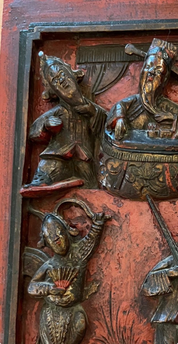 Chinese Decorative Panel — Opium Bed Element, 19th Century-photo-4