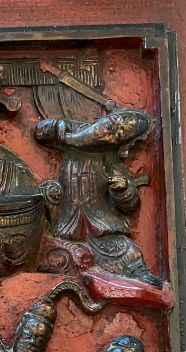 Chinese Decorative Panel — Opium Bed Element, 19th Century-photo-5