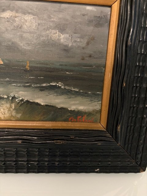 Huile sur toile, Castel dell'Ovo, Napoli, E. Ortolani-photo-2