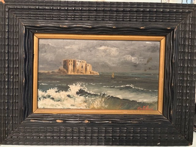 Huile sur toile, Castel dell'Ovo, Napoli, E. Ortolani-photo-4