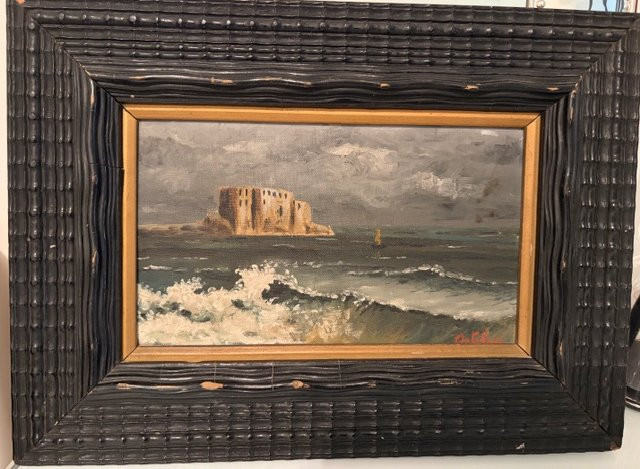 Huile sur toile, Castel dell'Ovo, Napoli, E. Ortolani-photo-3