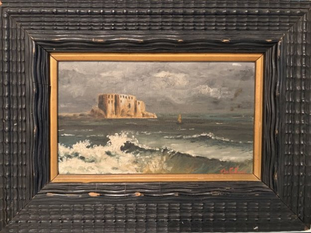 Huile sur toile, Castel dell'Ovo, Napoli, E. Ortolani-photo-7