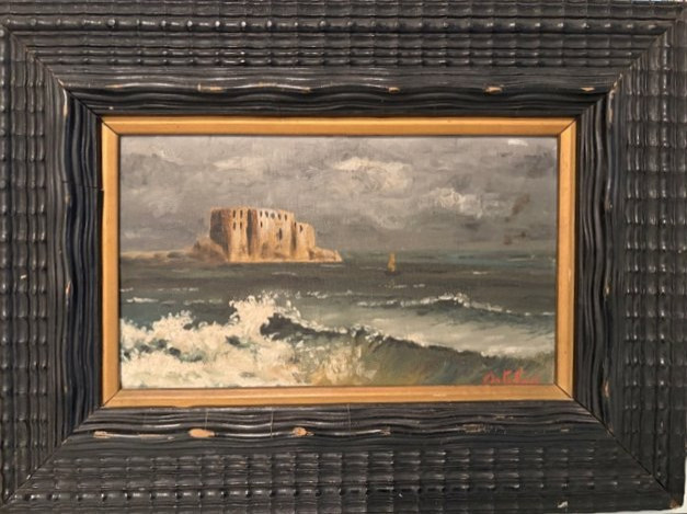 Huile sur toile, Castel dell'Ovo, Napoli, E. Ortolani-photo-8
