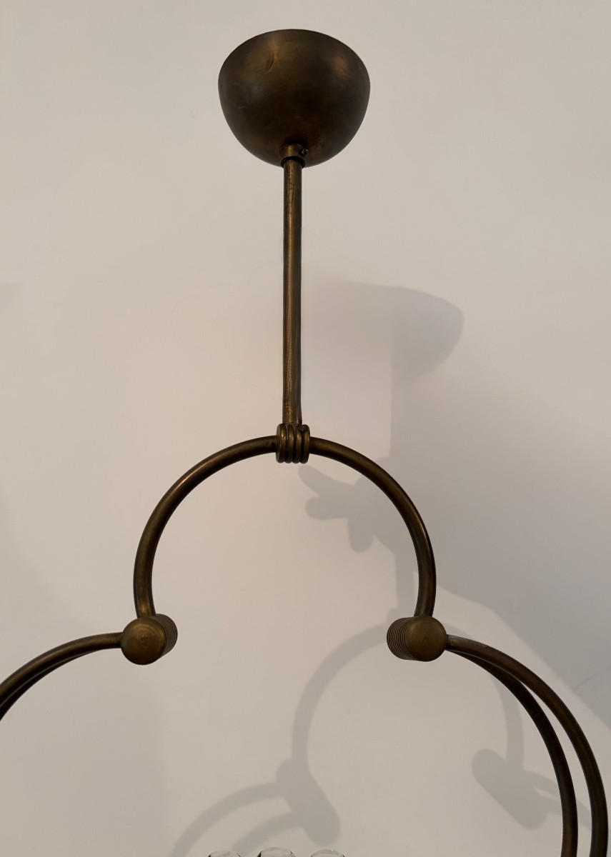 Suspension en laiton et verre de Murano, attribuée à Barovier & Toso, années 1940-photo-4