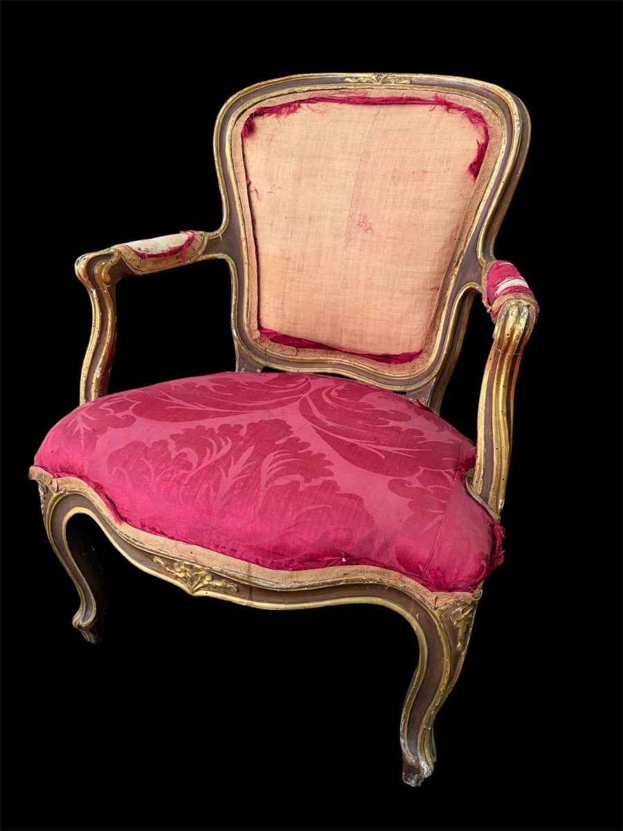Pair Of Louis XV Armchairs In Carved And Gilded Wood – 18th Century-photo-3