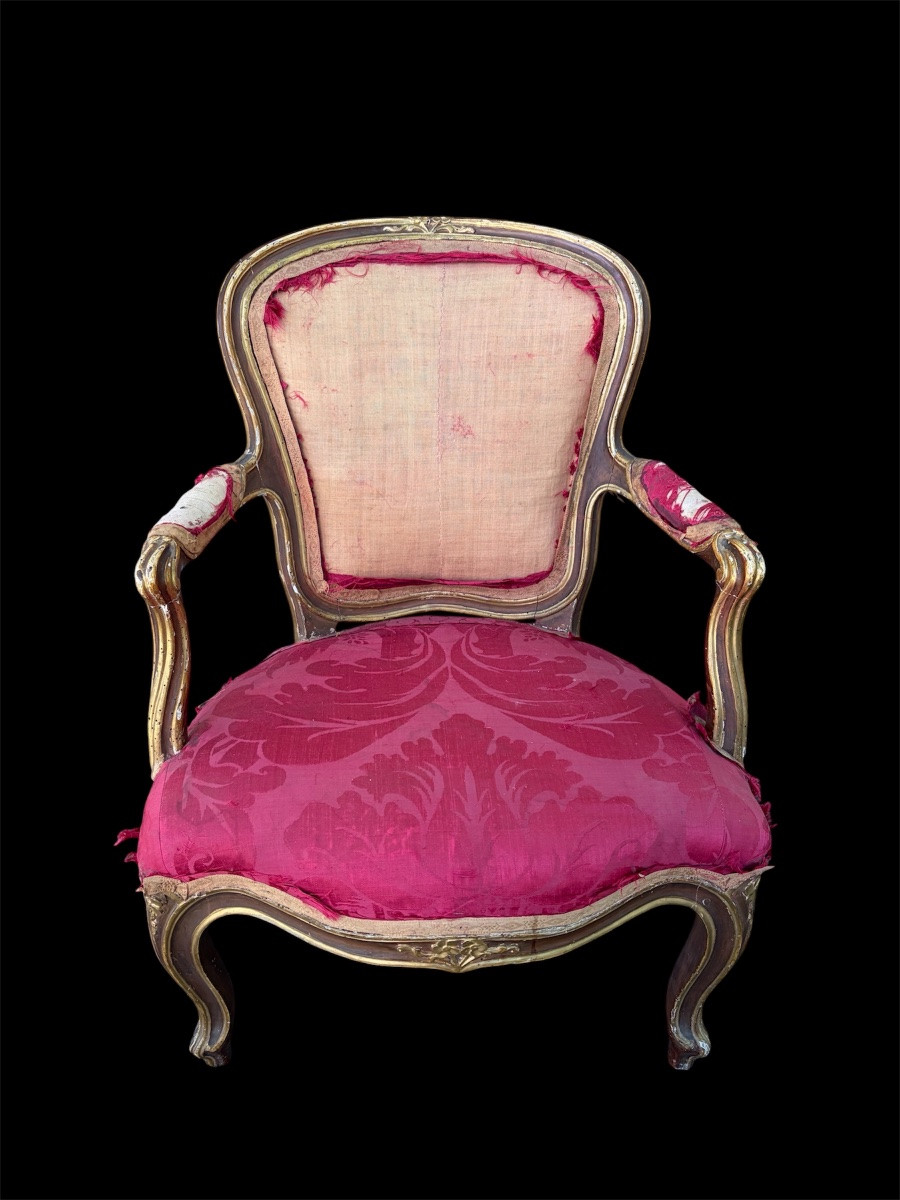 Pair Of Louis XV Armchairs In Carved And Gilded Wood – 18th Century-photo-2