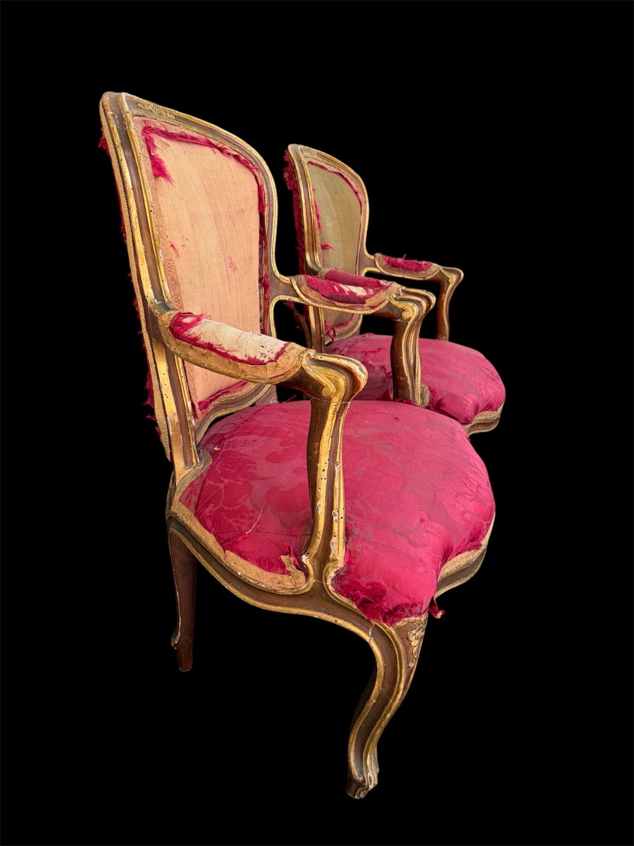 Pair Of Louis XV Armchairs In Carved And Gilded Wood – 18th Century-photo-4