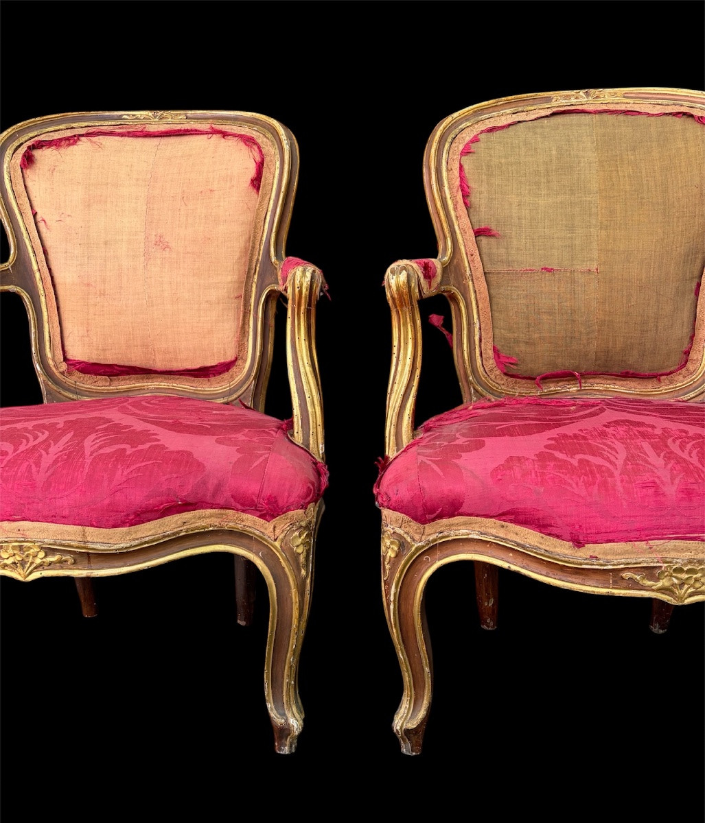 Pair Of Louis XV Armchairs In Carved And Gilded Wood – 18th Century-photo-6