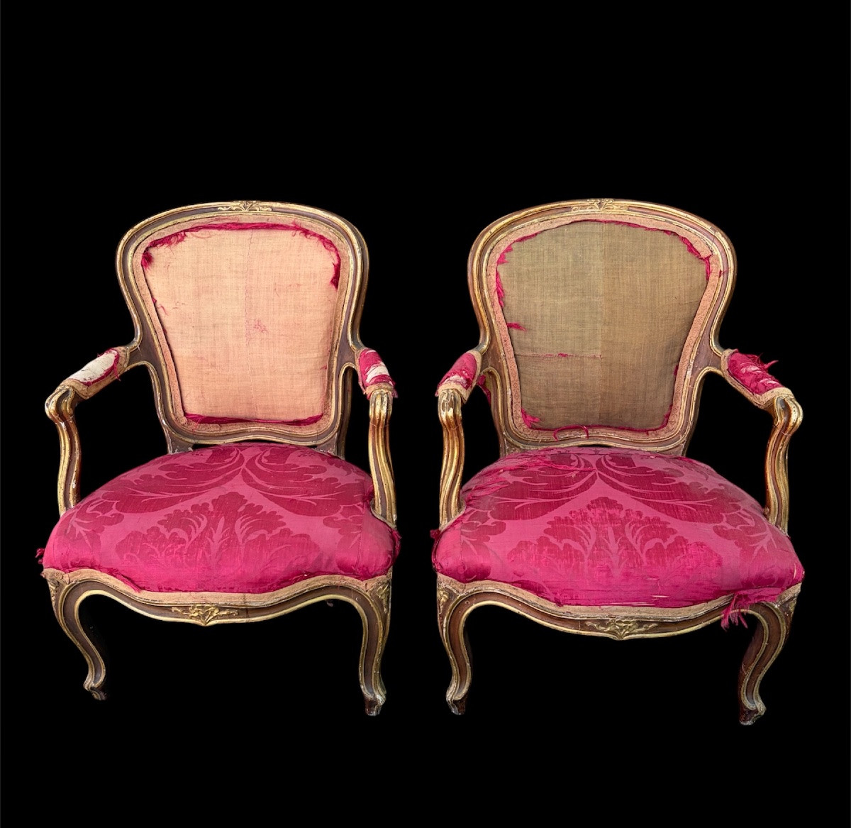 Pair Of Louis XV Armchairs In Carved And Gilded Wood – 18th Century-photo-8