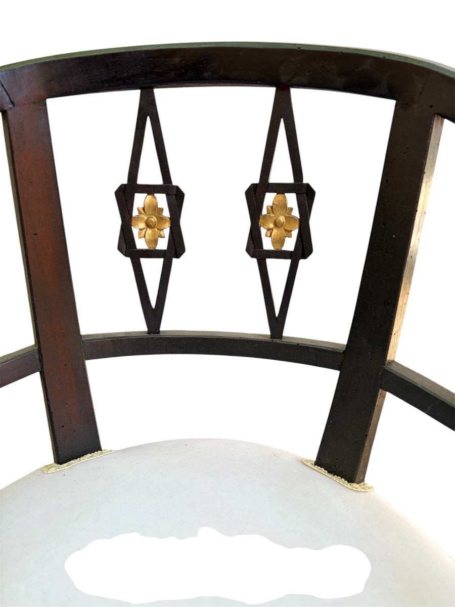 Black-lacquered Louis XVI Armchair With Gold Trim-photo-3