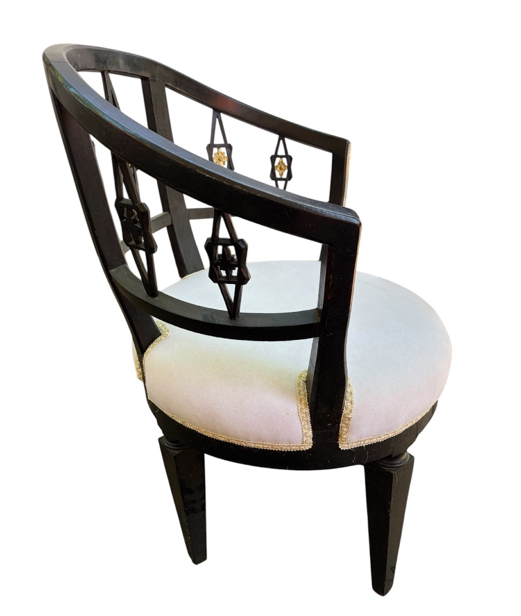 Black-lacquered Louis XVI Armchair With Gold Trim-photo-6