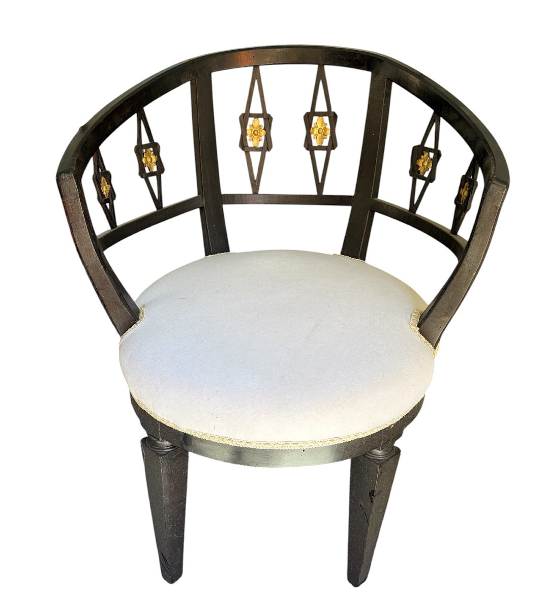 Black-lacquered Louis XVI Armchair With Gold Trim-photo-8
