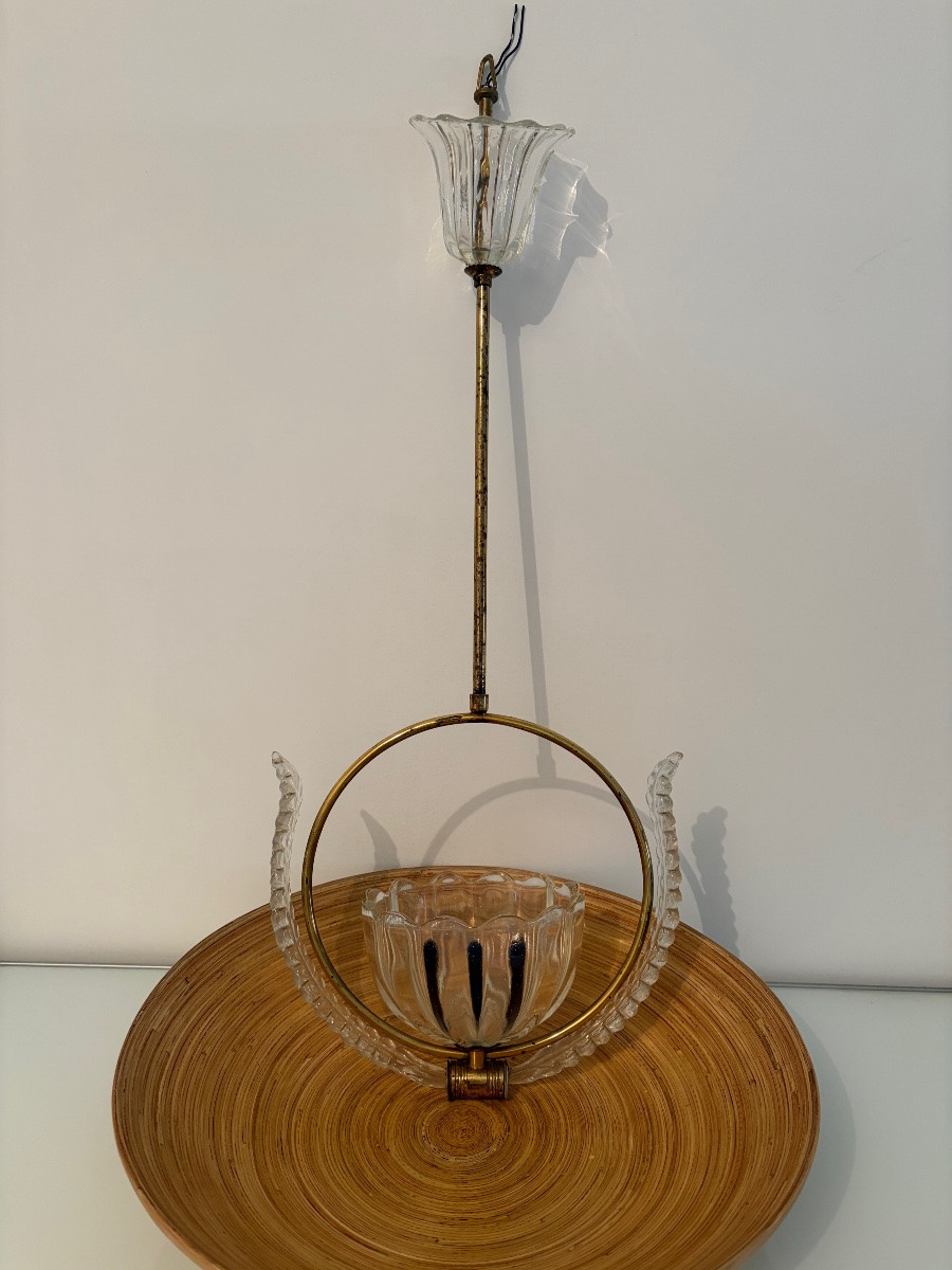 Suspension en verre de Murano attribuée à Barovier, années 1930/1940-photo-1