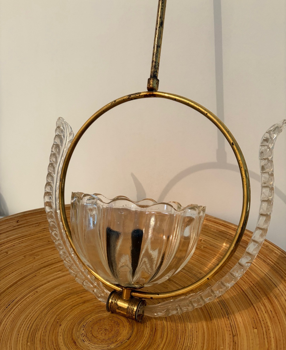 Suspension en verre de Murano attribuée à Barovier, années 1930/1940-photo-2