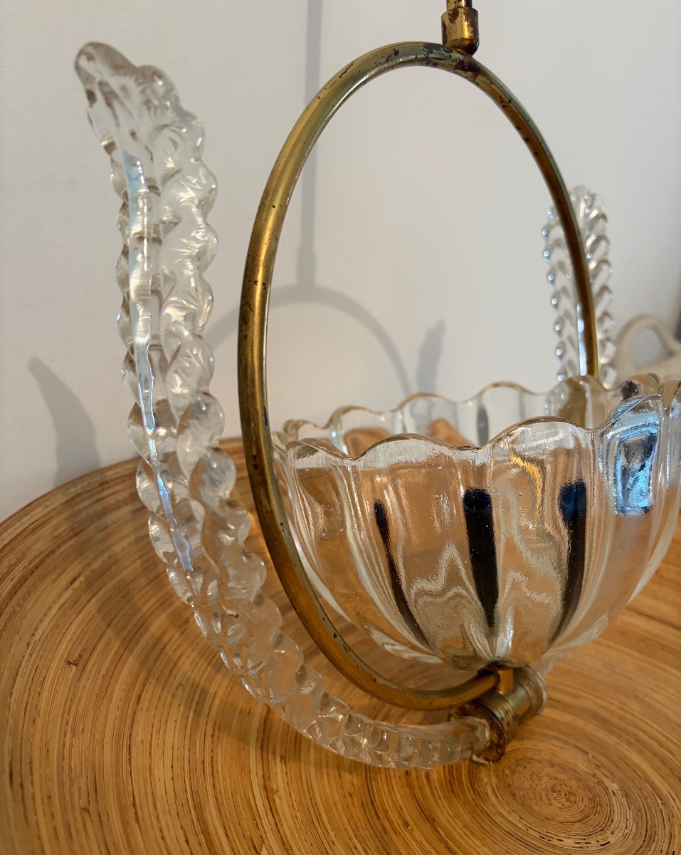 Suspension en verre de Murano attribuée à Barovier, années 1930/1940-photo-6