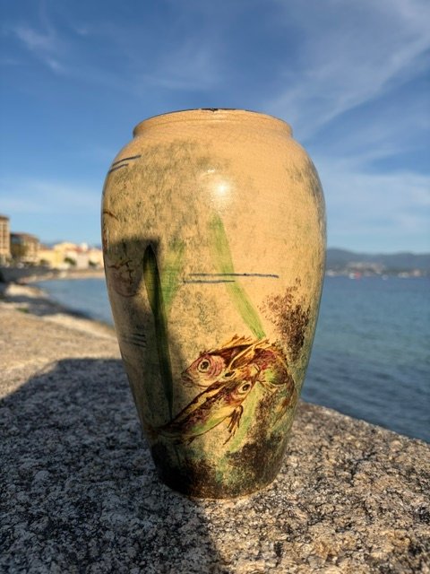 Polychrome Ceramic Vase With Fish, Vallauris – 1950s-photo-4