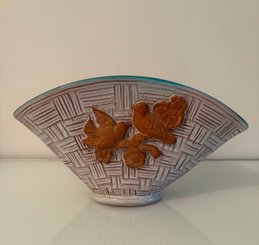 Vase en terre cuite en forme d'éventail, Manufacture Zaccagnini - Florence, années 1930.-photo-4