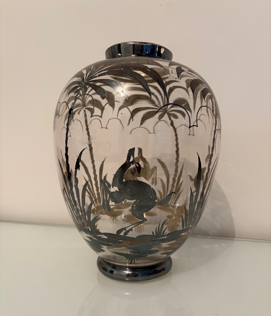 Art Deco Glass Vase With Silver Decoration -photo-4