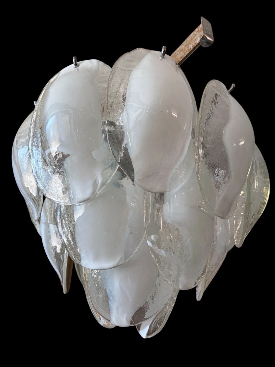 Murano Glass Chandelier, Attributed To Mazzega, 1970s.
