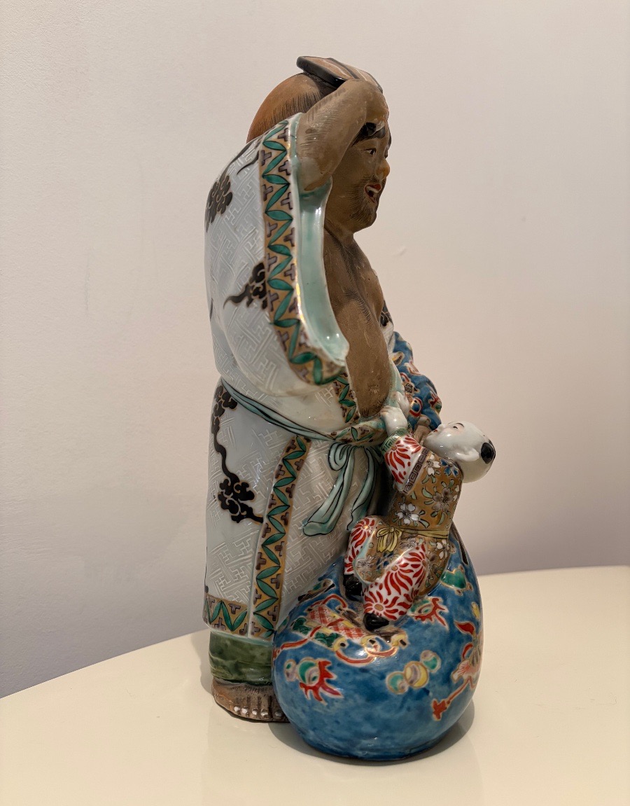 Buddha, Polychrome Ceramic Sculpture, Japan, Late 19th Century.-photo-2