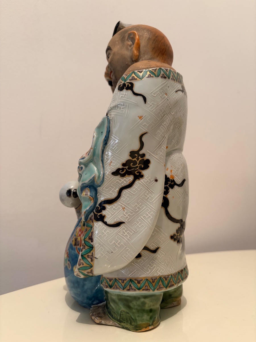 Buddha, Polychrome Ceramic Sculpture, Japan, Late 19th Century.-photo-4