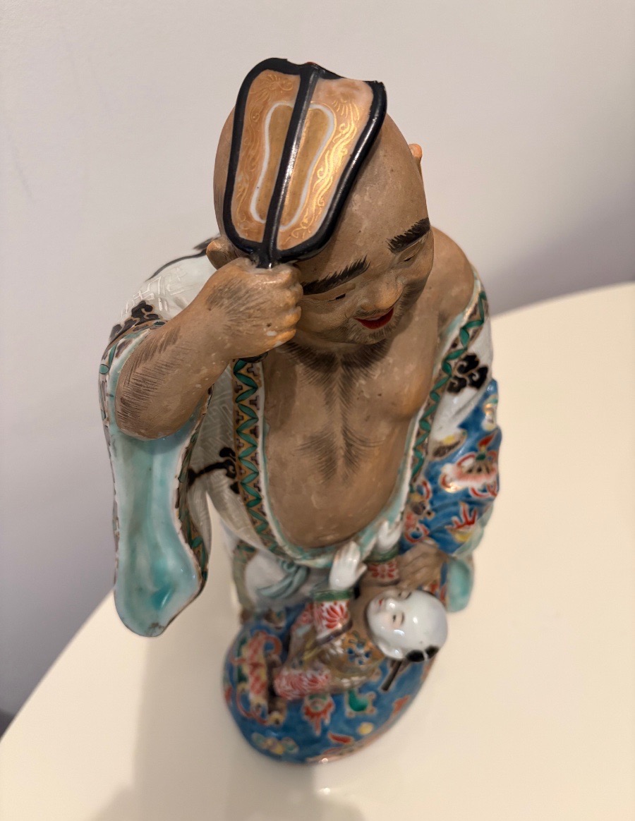 Buddha, Polychrome Ceramic Sculpture, Japan, Late 19th Century.-photo-1