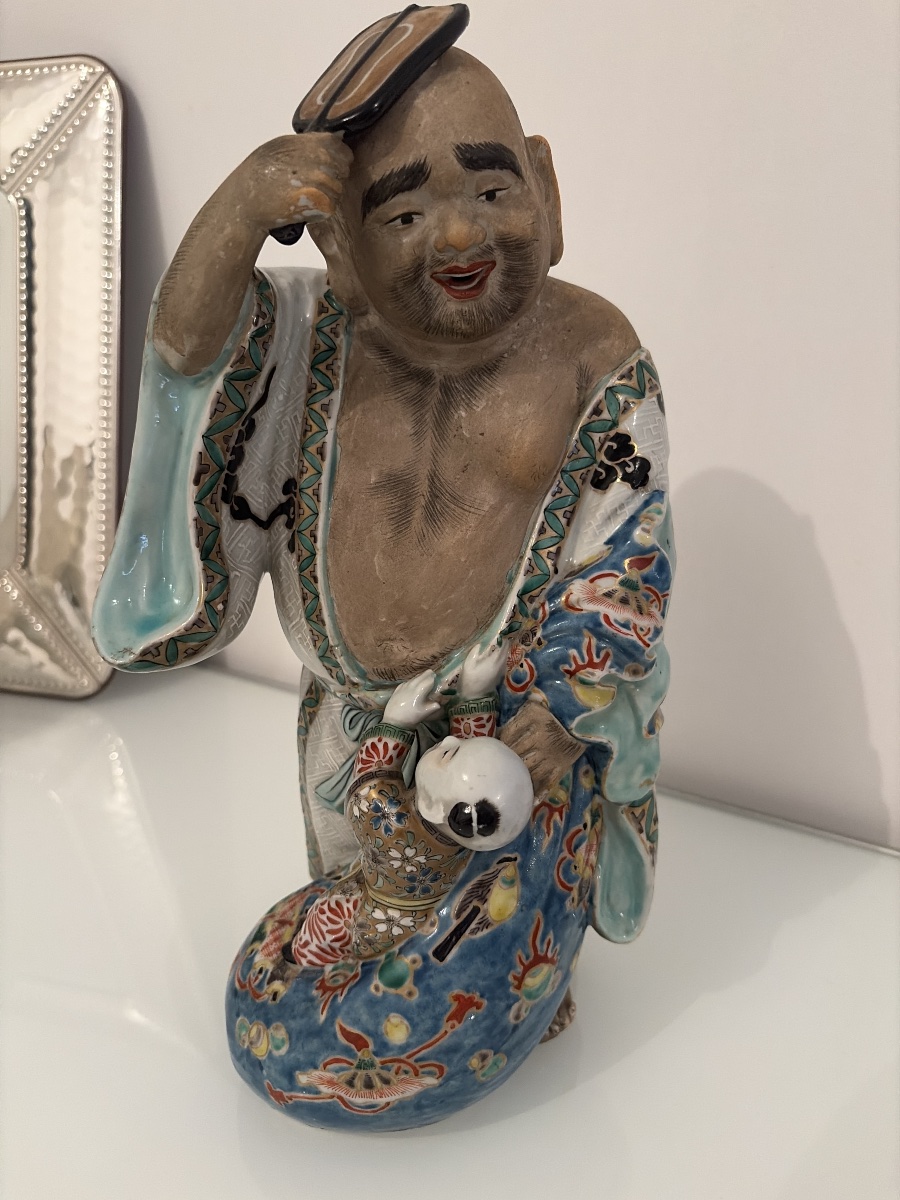 Buddha, Polychrome Ceramic Sculpture, Japan, Late 19th Century.-photo-6