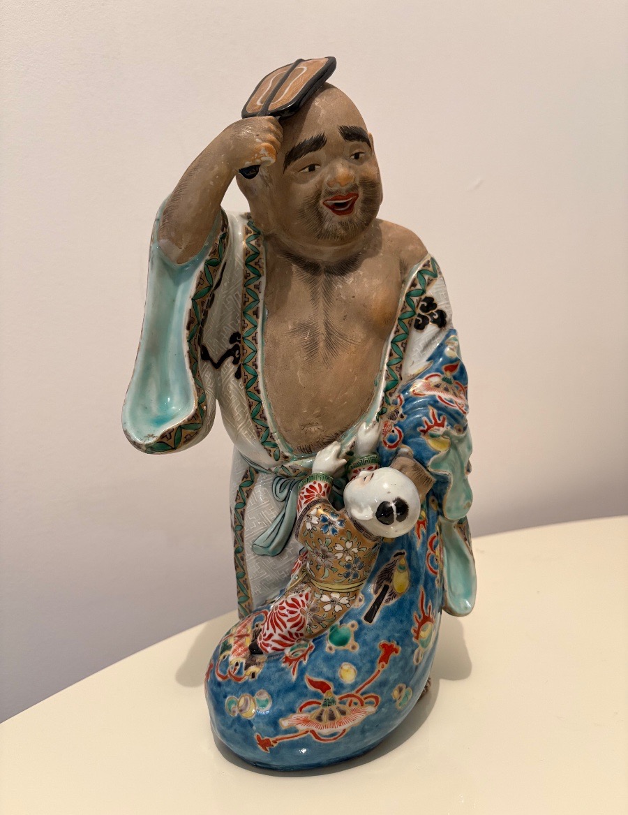 Buddha, Polychrome Ceramic Sculpture, Japan, Late 19th Century.