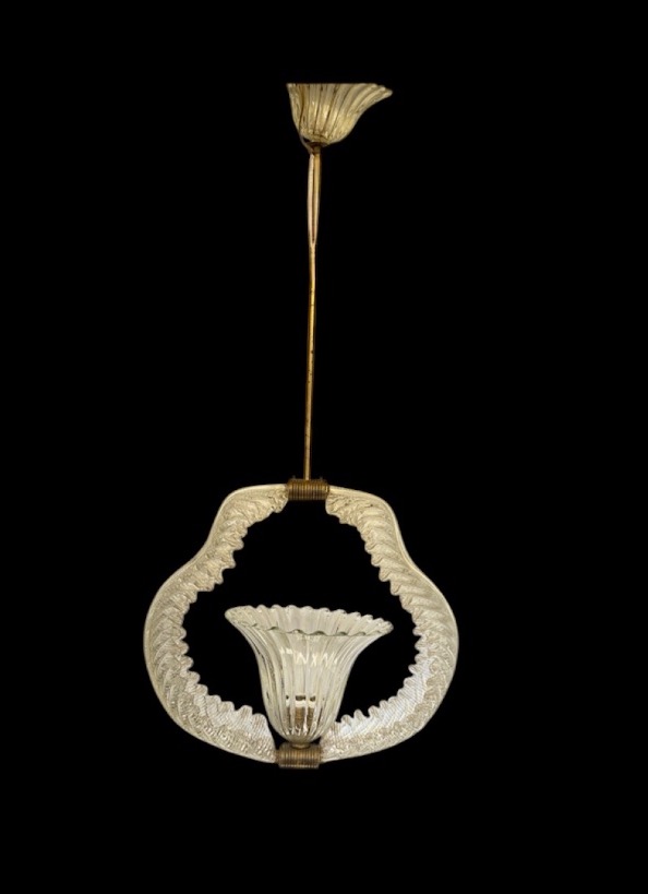 Suspension en verre de Murano, attribuée à E. Barovier.-photo-3