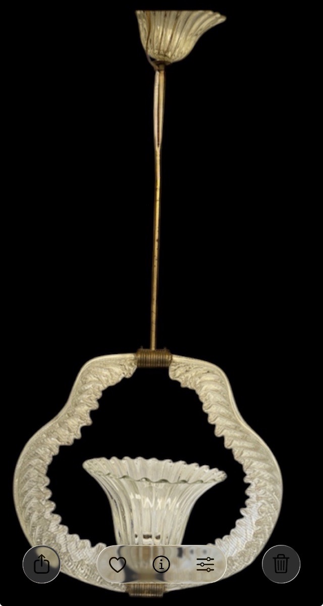 Suspension en verre de Murano, attribuée à E. Barovier.-photo-3