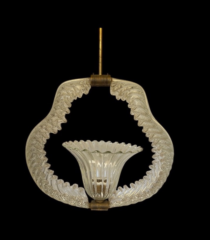 Suspension en verre de Murano, attribuée à E. Barovier.