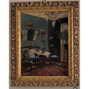 Peinture  un intérieur domestique, Vajda