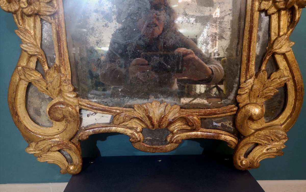 Miroir provençal à parecloses dit de Beaucaire, époque 18ème . -photo-1