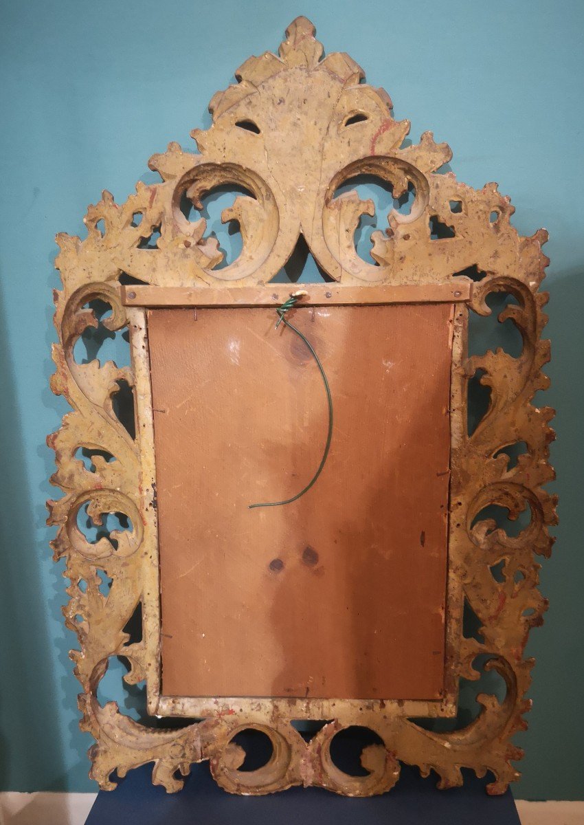 Miroir Italien Bois Sculpté Et Doré Epoque 18ème -photo-2