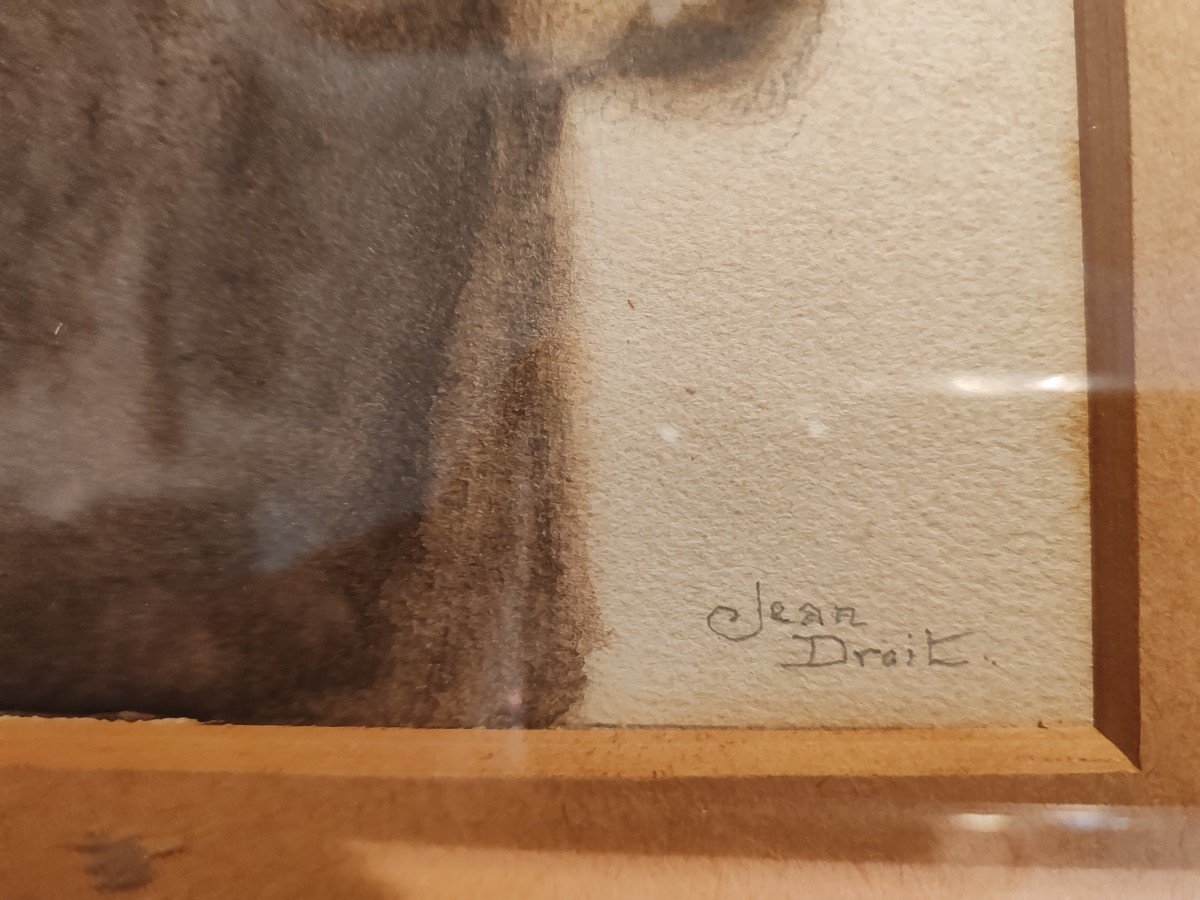  Jean Droit (1884-1961) Portrait de jeune femme, aquarelle -photo-4