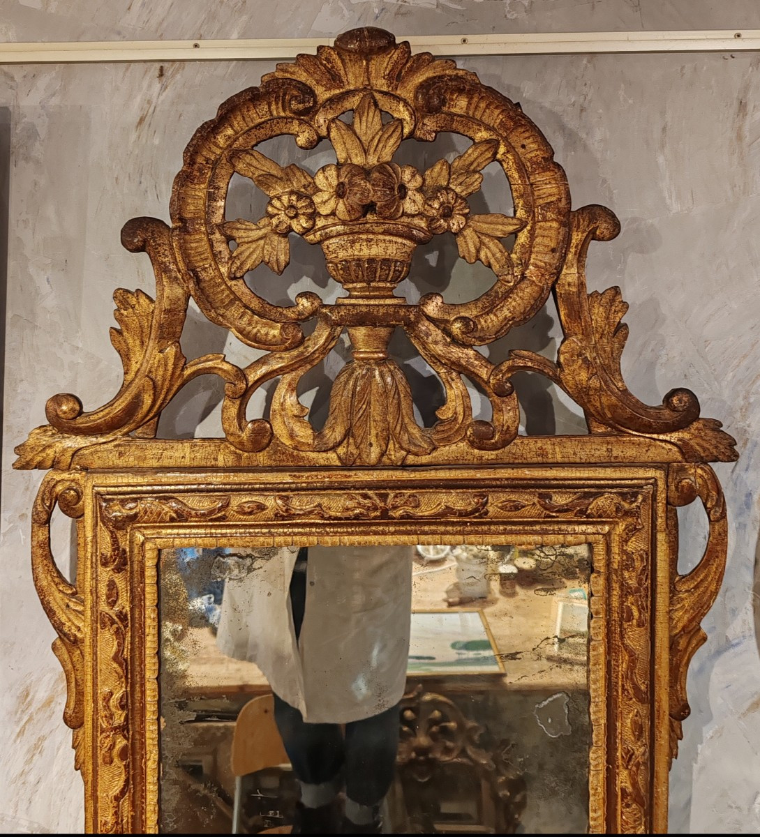 Provençal Mirror, Gilded Wood, 18th Century -photo-2