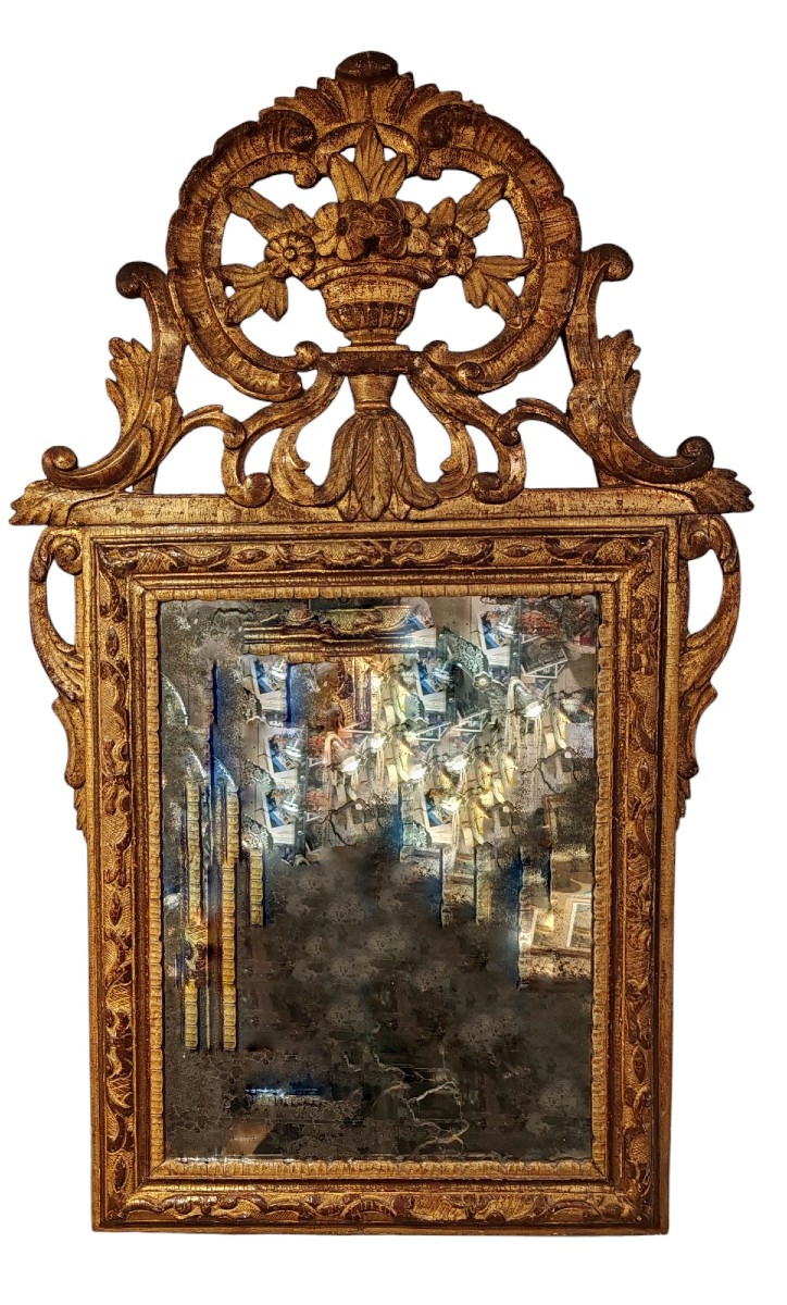 Provençal Mirror, Gilded Wood, 18th Century 