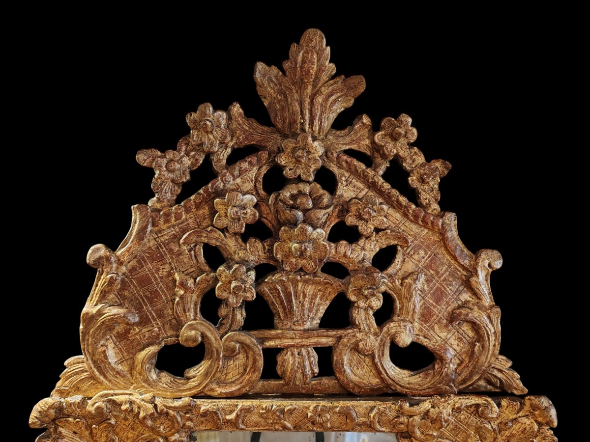 Miroir provençal, bois doré, Epoque 18 ème -photo-2