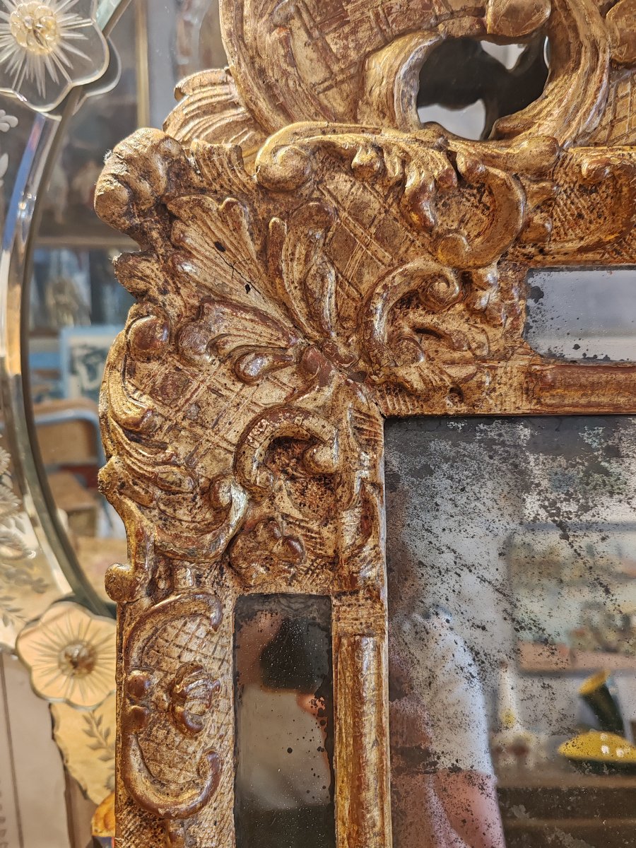 Miroir provençal, bois doré, Epoque 18 ème -photo-3