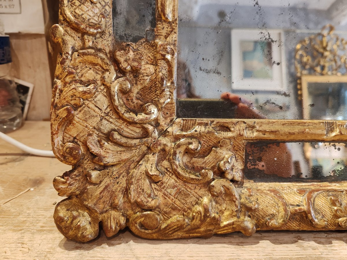 Miroir provençal, bois doré, Epoque 18 ème -photo-4
