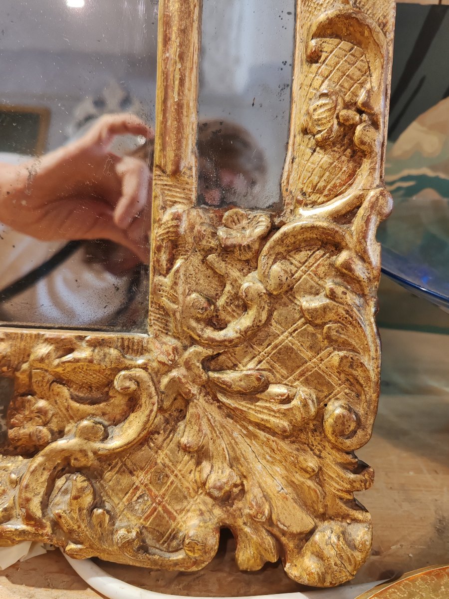Miroir provençal, bois doré, Epoque 18 ème -photo-2
