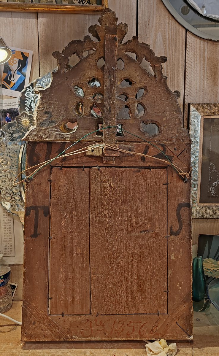 Miroir provençal, bois doré, Epoque 18 ème -photo-3