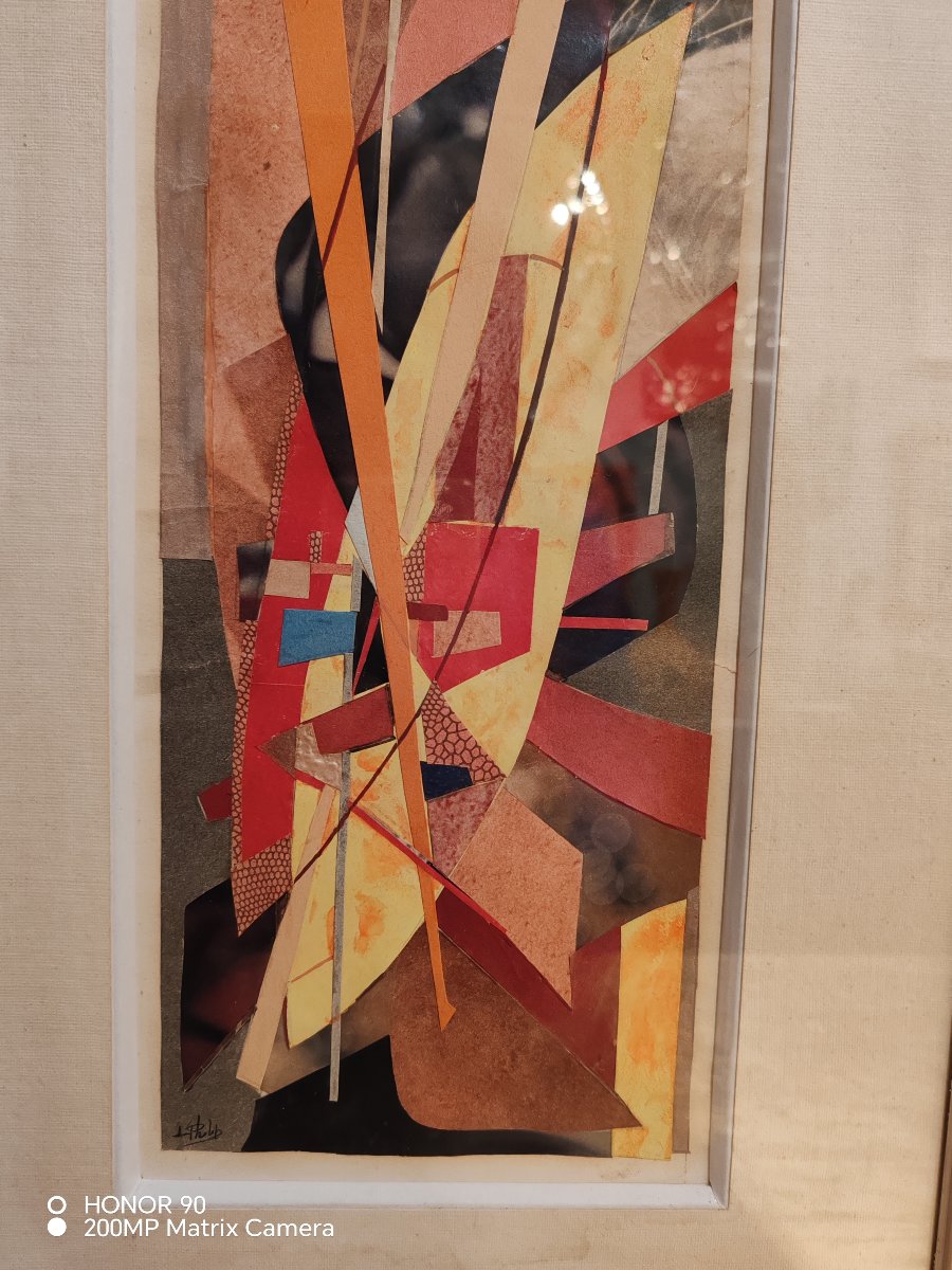 Composition abstraite, collage, XXème -photo-2