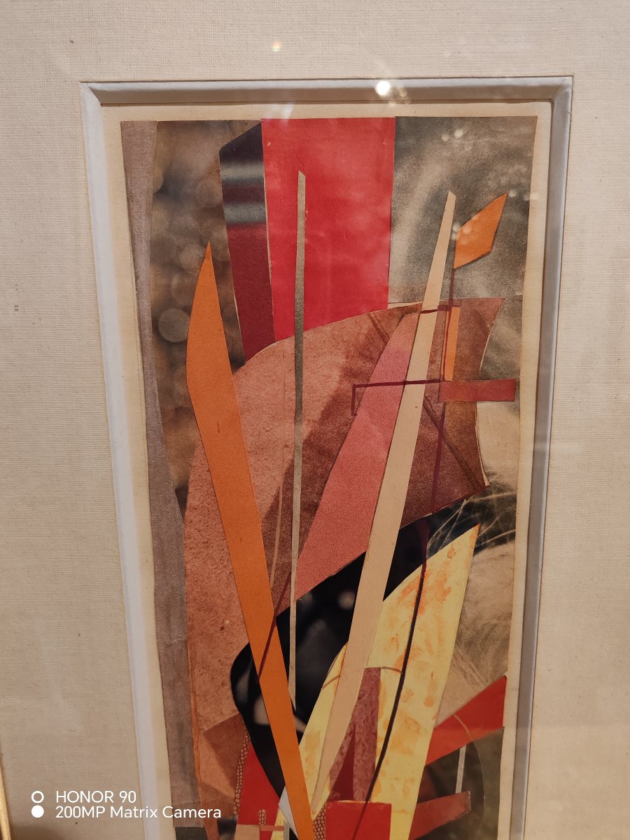 Composition abstraite, collage, XXème -photo-3