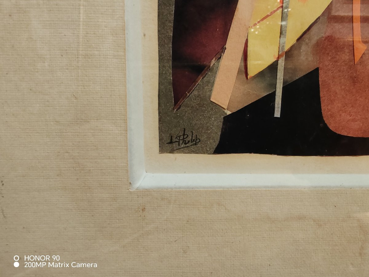 Composition abstraite, collage, XXème -photo-4