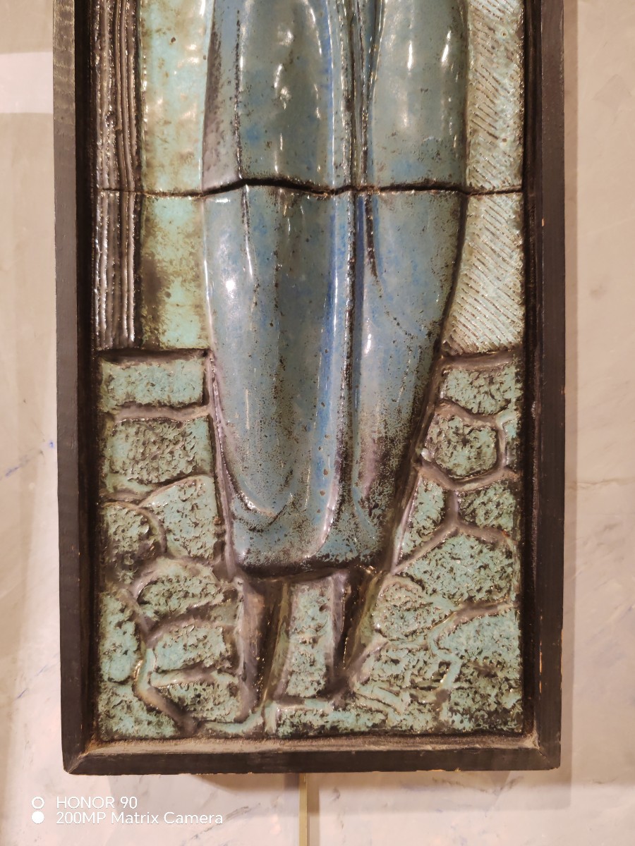 Glazed Ceramic Plate, Female Representation, 50s-60s-70s-photo-3