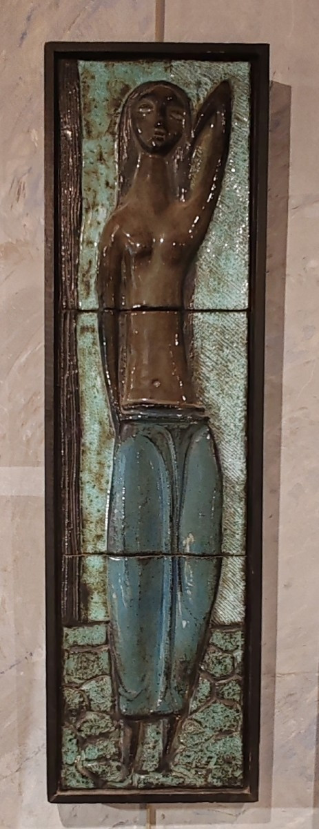 Glazed Ceramic Plate, Female Representation, 50s-60s-70s