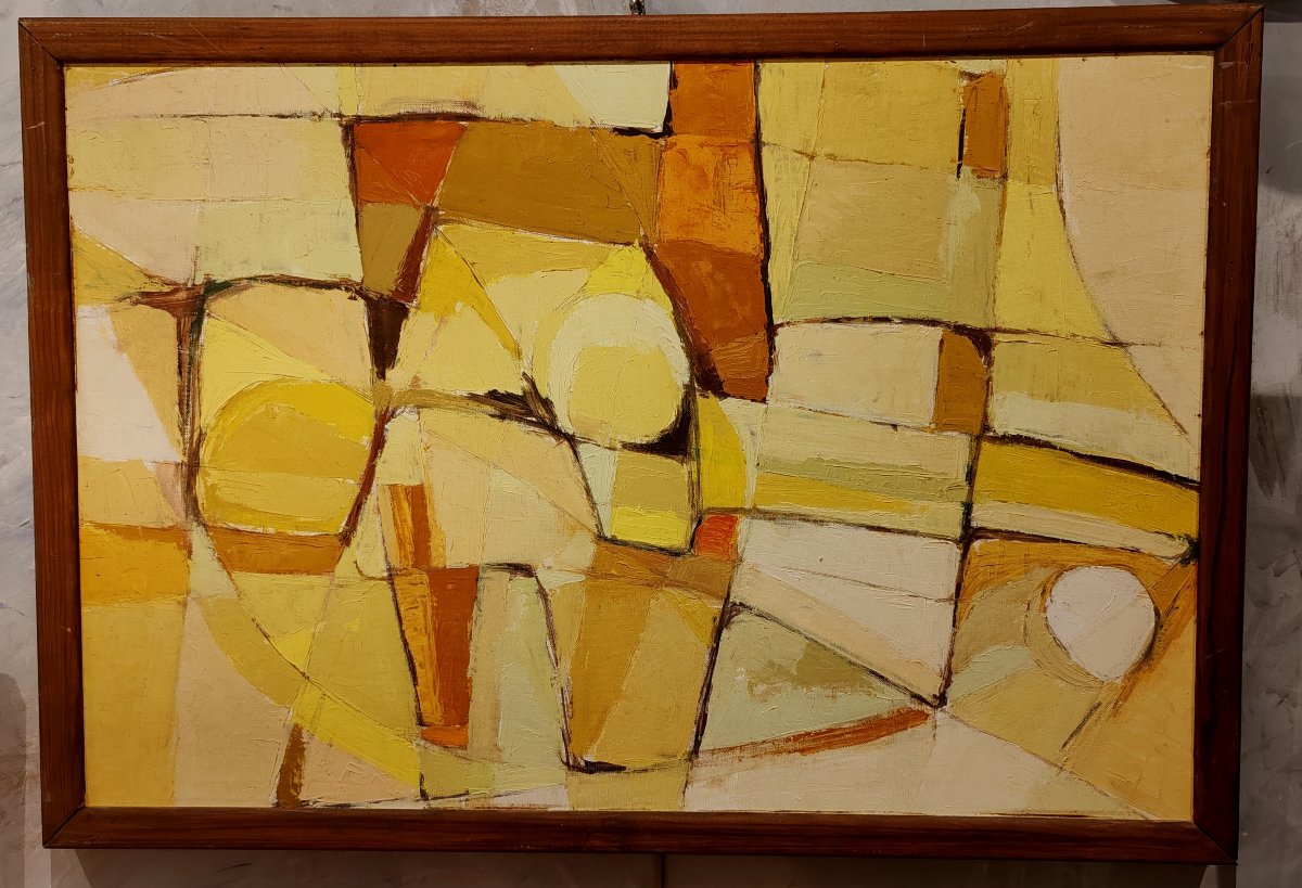 Composition abstraite, huile sur toile, XXème
