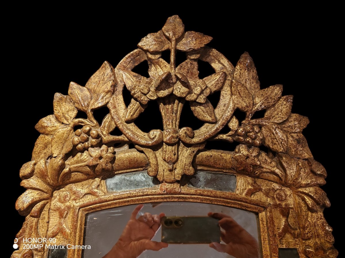 18th-century Provençal Mirror With Period Glazing Beads-photo-2